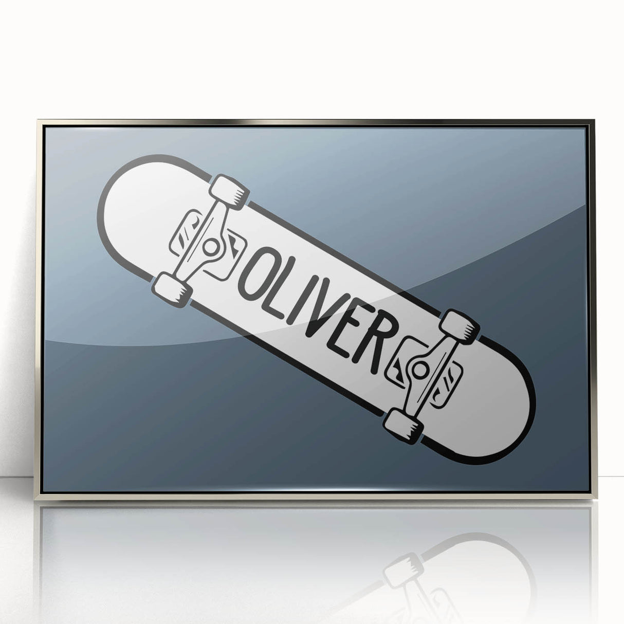 Minimalist Bedroom Wall Art – Black & Gray Framed Canvas Print