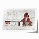 Rolled print of a rustic landscape barn scene, showcasing warm earthy tones and intricate details, perfect for farmhouse decor or art enthusiasts.