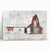Landscape barn wall art displayed on a stretched canvas, showcasing rustic charm with earthy tones. Perfect for enhancing home decor in country-themed interiors.
