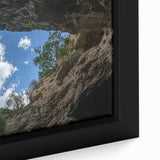 Framed canvas artwork showcasing a vibrant landscape of canyons with rich earth tones, perfect for modern home decor or office aesthetics, enhancing any space's ambiance.