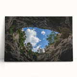 Stretched canvas art depicting vibrant landscape canyons with rich colors and intricate details, ideal for home decor or office settings, enhancing visual appeal.