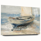 Acrylic glass landscape art display showcasing vibrant colors and intricate details, viewed from the side with attached pins for mounting, perfect for modern home decor.