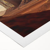 Desert landscape rolled canvas artwork showcasing vibrant warm hues and intricate details, ideal for home décor, packaged securely in a protective cardboard tube.