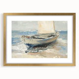 Gold-framed landscape art print with a mat, showcasing vibrant colors and intricate details, ideal for enhancing home decor with elegance and style.