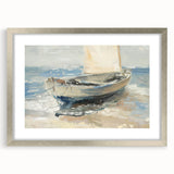 Silver landscape frame with mat showcasing a scenic view, designed for elegant home decor or gallery display. Perfect for enhancing interior aesthetics.