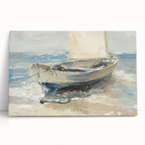 Stretched canvas featuring a vibrant landscape design with rich colors and intricate details, elegantly leaning against a neutral wall, perfect for home decor.