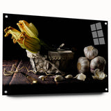Rustic Garlic & Squash Blossom Art – Vintage Kitchen Wall Print