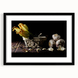 Rustic Garlic & Squash Blossom Art – Vintage Kitchen Wall Print