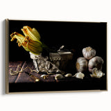Rustic Garlic & Squash Blossom Art – Vintage Kitchen Wall Print