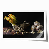 Rustic Garlic & Squash Blossom Art – Vintage Kitchen Wall Print