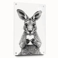 Kangaroo Bathroom Wall Art - Minimalist Black and White Decor