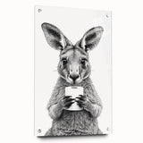 Kangaroo Bathroom Wall Art - Minimalist Black and White Decor