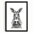 Kangaroo Bathroom Wall Art - Minimalist Black and White Decor