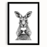 Kangaroo Bathroom Wall Art - Minimalist Black and White Decor