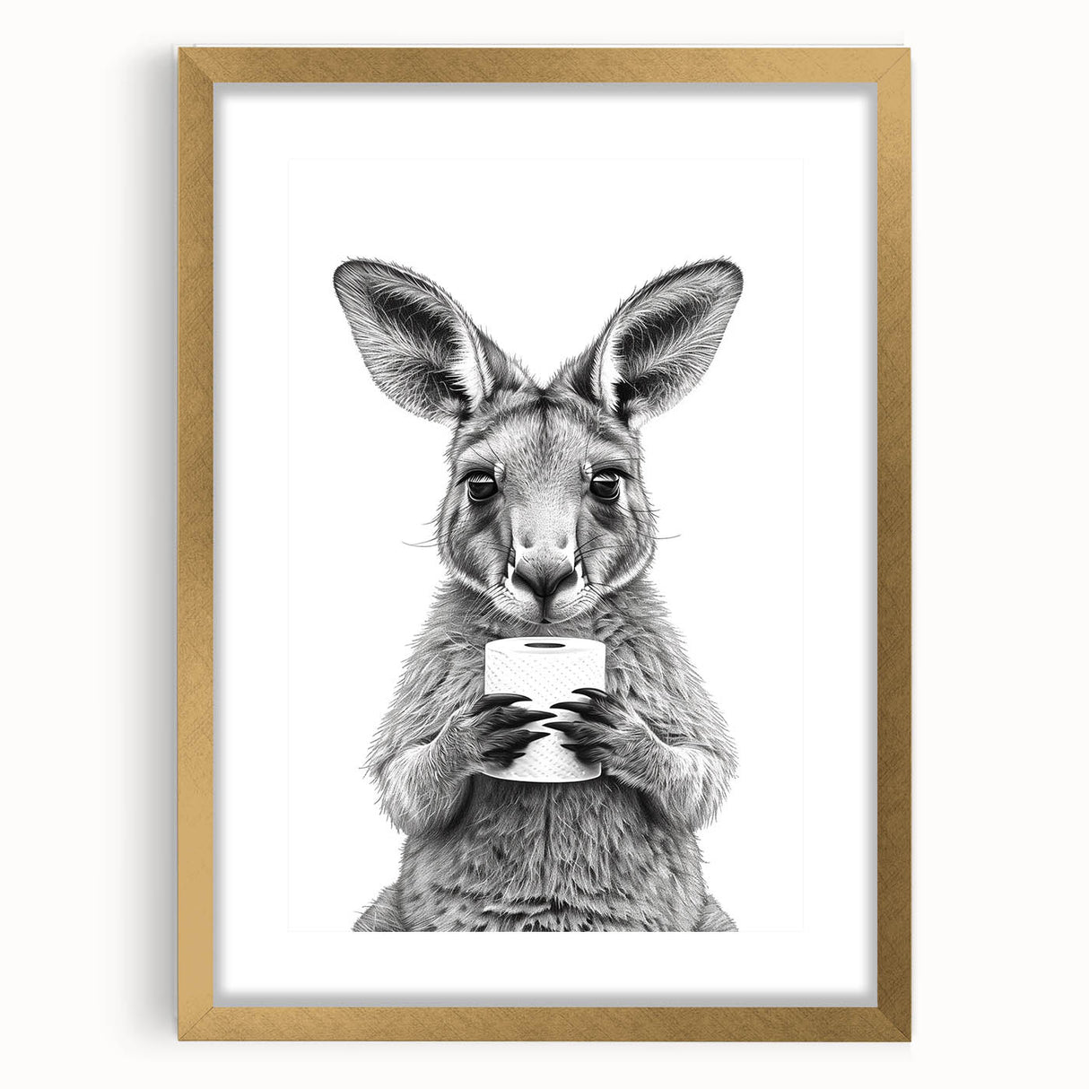 Kangaroo Bathroom Wall Art - Minimalist Black and White Decor