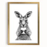 Kangaroo Bathroom Wall Art - Minimalist Black and White Decor