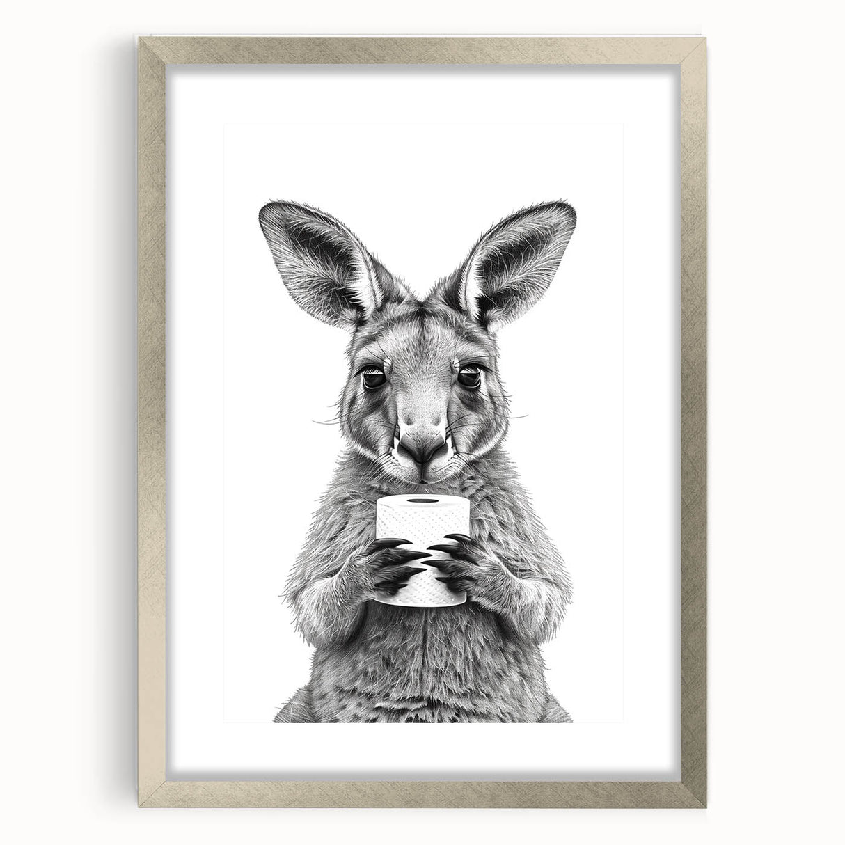 Kangaroo Bathroom Wall Art - Minimalist Black and White Decor