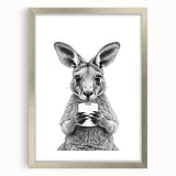 Kangaroo Bathroom Wall Art - Minimalist Black and White Decor