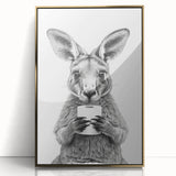 Kangaroo Bathroom Wall Art - Minimalist Black and White Decor