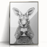Kangaroo Bathroom Wall Art - Minimalist Black and White Decor
