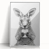 Kangaroo Bathroom Wall Art - Minimalist Black and White Decor