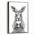 Kangaroo Bathroom Wall Art - Minimalist Black and White Decor