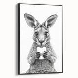 Kangaroo Bathroom Wall Art - Minimalist Black and White Decor