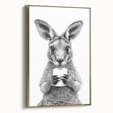 Kangaroo Bathroom Wall Art - Minimalist Black and White Decor