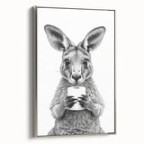 Kangaroo Bathroom Wall Art - Minimalist Black and White Decor