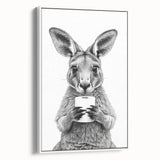 Kangaroo Bathroom Wall Art - Minimalist Black and White Decor