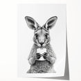 Kangaroo Bathroom Wall Art - Minimalist Black and White Decor