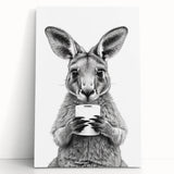 Kangaroo Bathroom Wall Art - Minimalist Black and White Decor