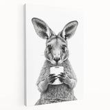Kangaroo Bathroom Wall Art - Minimalist Black and White Decor