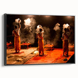 Black and white vintage poster art of an Indian landscape on framed canvas, ideal for bedroom decor.