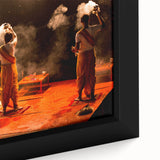 Extra large framed canvas featuring a textured depiction of a vibrant Indian landscape in colorful art style.