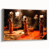 Landscape art painting of a vibrant Indian scenery on a framed canvas, ideal for adding color to a living room.