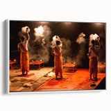 Vintage poster art of an Indian scenery in vibrant colors on extra large framed canvas, ideal for living room decor.