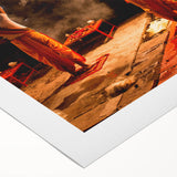 Art deco poster featuring a vibrant Indian cityscape on rolled canvas, ideal for dining room wall art.