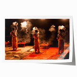 Extra large rolled print featuring a vibrant floral scene of an Indian landscape, ideal for dining room decor.