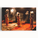 Black and white large art of Indian scenery on stretched canvas, ideal for kitchen wall art or bedroom decor.