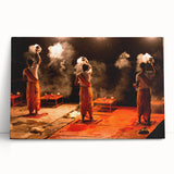 Large art of a black and white Indian landscape painting on stretched canvas, ideal for bedroom wall decor.