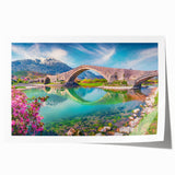 Extra large rolled print of a serene Albanian landscape with lush greenery and a calm lake.