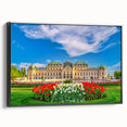 Black and white framed canvas depicting a vintage Austrian landscape, ideal for bedroom wall decor.