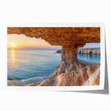 Extra large rolled print of a European Cyprus landscape with vibrant green and blue tones, ideal for art wall dining room.