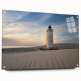 Acrylic print of a Danish landscape in muted earth tones, ideal for dining room decor.