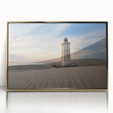 Art deco poster of a European scenery in Denmark, framed in gold acrylic, ideal for nursery wall art.
