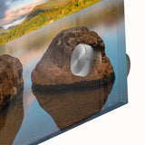 Large abstract wall art depicting Cumbria's landscape in muted earth tones on acrylic glass.