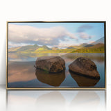 Framed acrylic print of Cumbria, England scenery in muted earth tones, ideal for modern art wall decor.