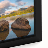 Extra large framed canvas featuring a textured depiction of Cumbria, England, with black and colorful art elements.
