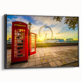 Black and white wall art of London landscape on framed canvas, suitable for bedroom decor.
